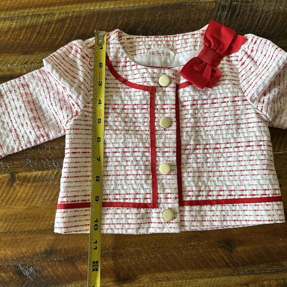 Janie and Jack Girls Pick Stitch Jacket Poppy Red Pattern Size 12-18 Months - Picture 6 of 10